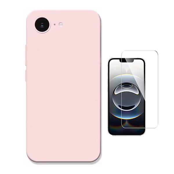 Kit Vidro Temperado Cleargorilasglass + Capa Proteção Silicone GIFT4ME Para Apple iPhone 16e - Rosa