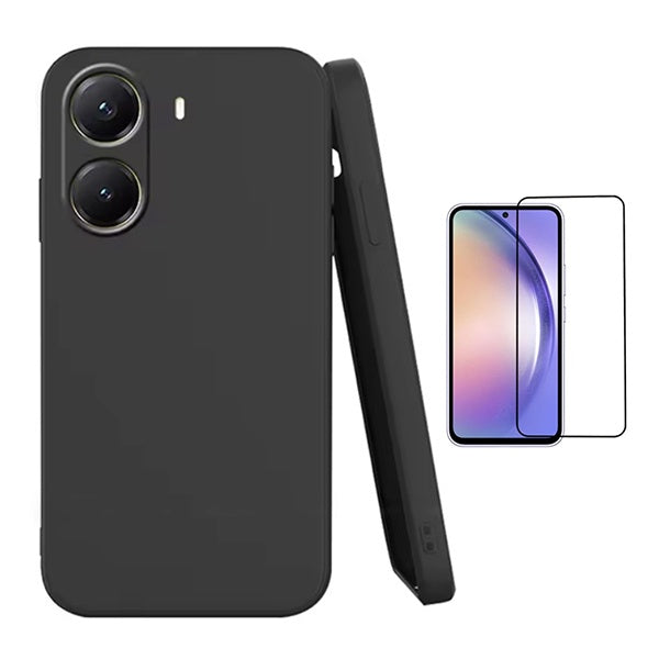 Kit Película de Vidro Temperado Gorilasglass + Capa Proteção Silicone Gift4Me Para Xiaomi Poco X7 Pro - Preto