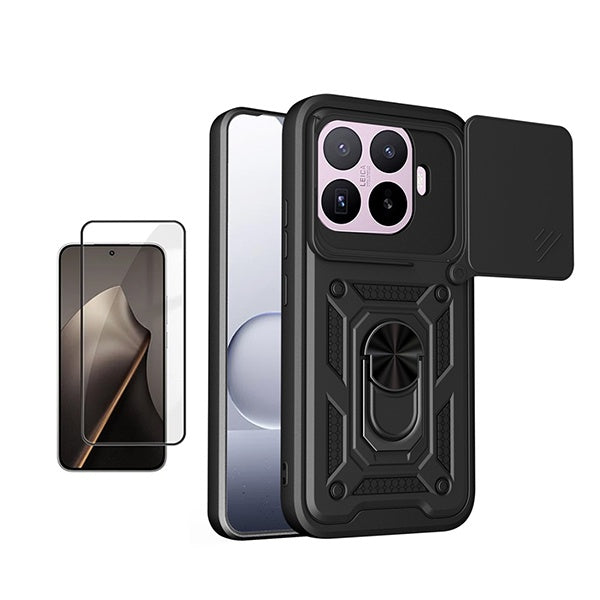 Kit Película de Vidro Temperado Gorilasglass + Capa de Proteção Militar Magnética Janela GIFT4ME Para Xiaomi 17T Pro 5G - Preto