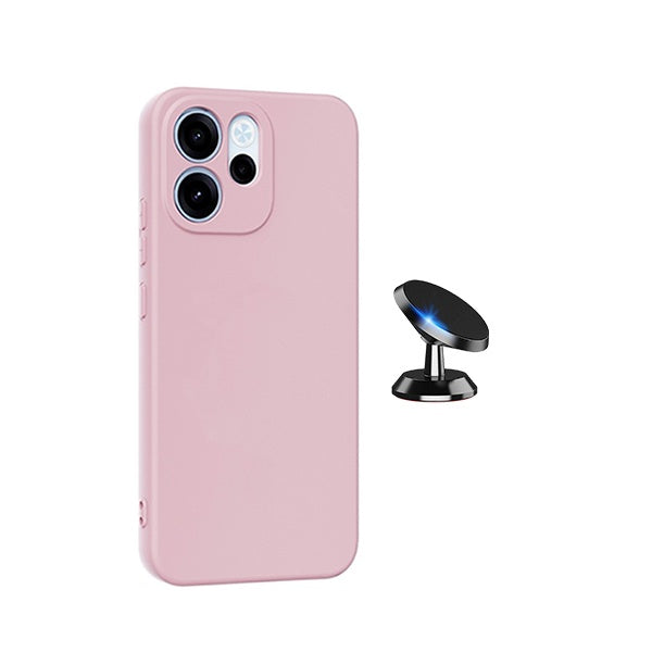 Kit Suporte Magnético + Capa Proteção Silicone GIFT4ME Para Oppo Reno15 F - Rosa