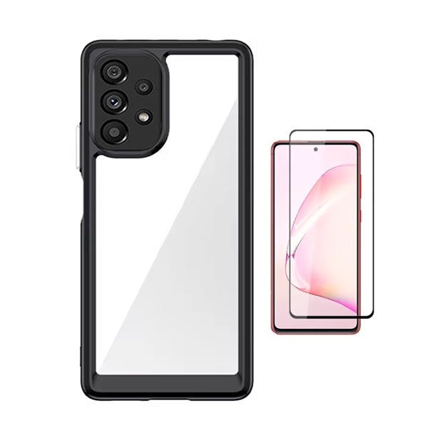 Kit Capa Duplo Airbag Anti-Quedas + Pelicula de Vidro Gorilasglass GIFT4ME Para Samsung Galaxy A53 5G - Preto / Transparente