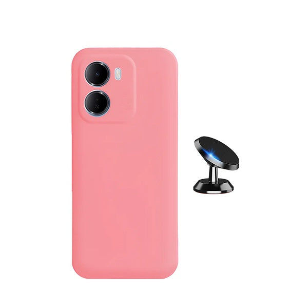 Kit Suporte Magnético + Capa Proteção Silicone GIFT4ME Para Xiaomi Redmi 15a 5G - Rosa