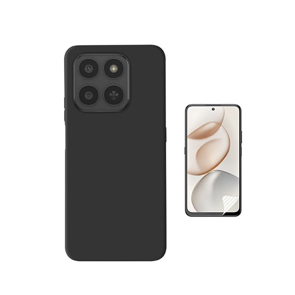 Kit Película Protectora de Hydrogel Frente + Capa Proteção Silicone GIFT4ME Para Honor 400 Smart - Preto