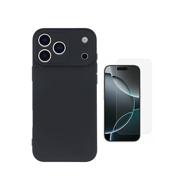 Kit Vidro Temperado Cleargorilasglass + Capa Proteção Silicone GIFT4ME Para Apple iPhone 18 Pro Max - Preto
