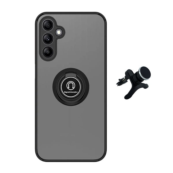 Kit Capa Anti-Impacto Clear com Anel + Suporte Magnético com Pernas GIFT4ME Para Samsung Galaxy A55 5G - Transparente/Preto