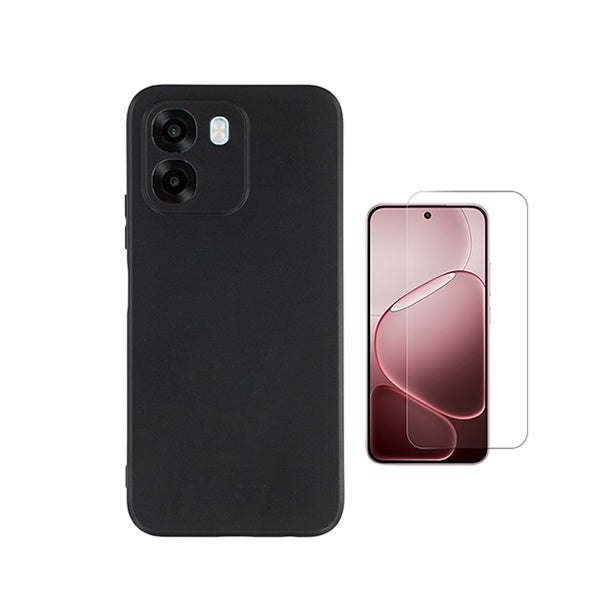 Kit Vidro Temperado Cleargorilasglass + Capa Proteção Silicone GIFT4ME Para Oppo A6 5G - Preto