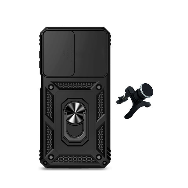Kit Suporte Magnético Com Pernas + Capa de Proteção Militar Magnética Janela Deslizante GIFT4ME Para Samsung Galaxy A27 - Preto