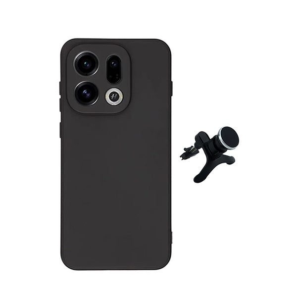 Kit Suporte Magnético Com Pernas + Capa Proteção Silicone GIFT4ME Para Oppo Find X9 - Preto