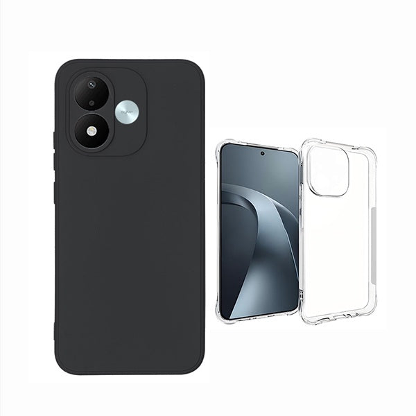 Kit Capa Proteção Silicone + Super Proteção GIFT4ME Para Xiaomi Redmi Note 17 4G - Preto / Transparente