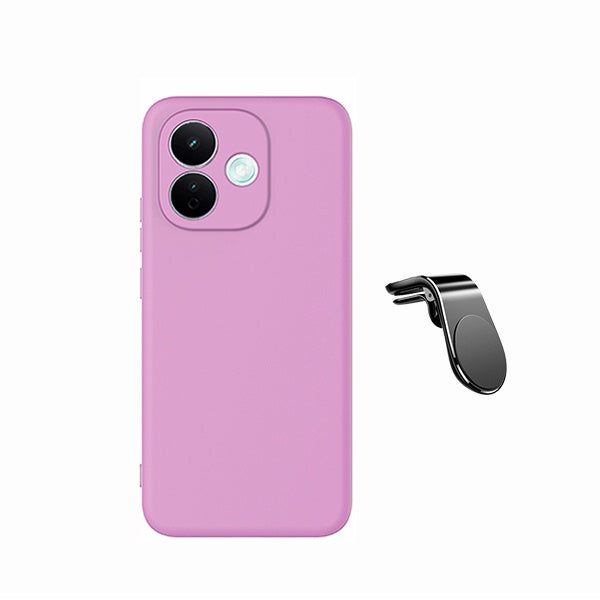 Kit Suporte de Carro Magnético L + Capa Proteção Silicone GIFT4ME Para Xiaomi Redmi Note 17 Pro 5G - Rosa
