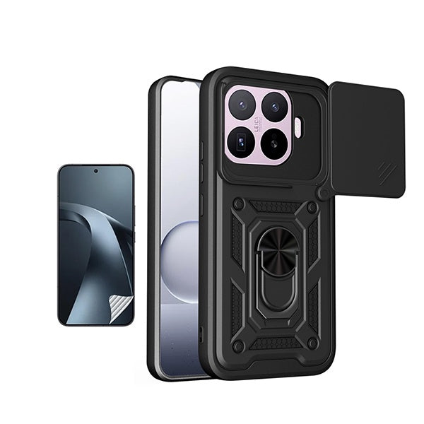 Kit Película Protectora de Hydrogel Frente + Capa de Proteção Militar Magnética Janela GIFT4ME Para Xiaomi 17T 5G - Preto