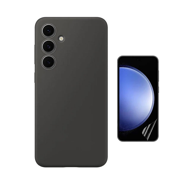 Kit Película Protectora de Hydrogel Frente + Capa Proteção Silicone Gift4Me Para Samsung Galaxy S25 + Plus - Preto