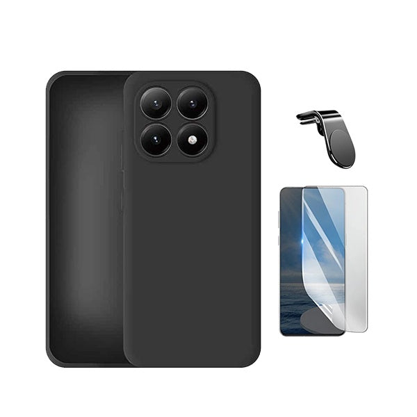 Kit Película Protectora de Hydrogel Frente + Capa Proteção Silicone + Suporte Magnético L GIFT4ME Para Xiaomi 17 5G - Preto