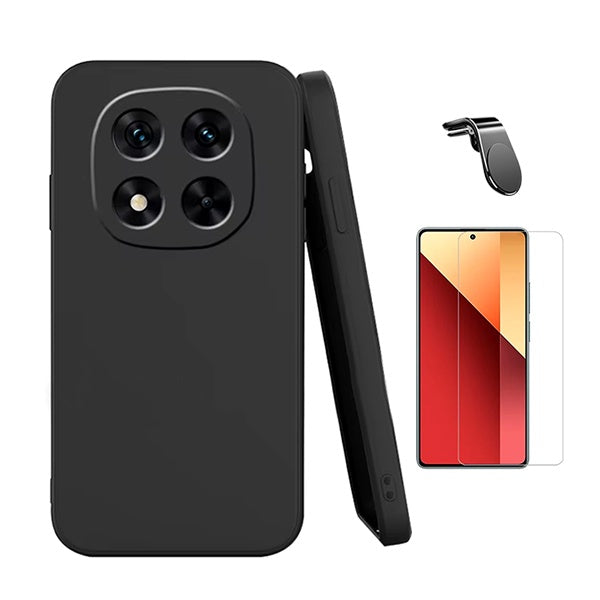 Kit Vidro Temperado Cleargorilasglass + Capa Proteção Silicone + Suporte Magnético L Gift4Me Para Xiaomi Redmi Note 14 Pro - Preto