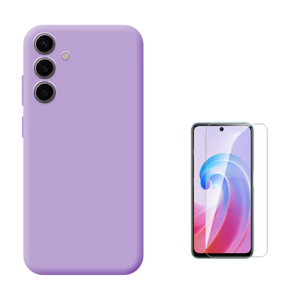 Kit Vidro Temperado Cleargorilasglass + Capa Proteção Silicone GIFT4ME Para Samsung Galaxy A36 5G - Roxo