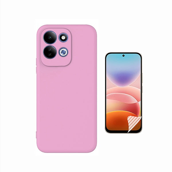 Kit Película Protectora de Hydrogel Frente + Capa Proteção Silicone GIFT4ME Para Xiaomi Redmi 17 4G - Rosa