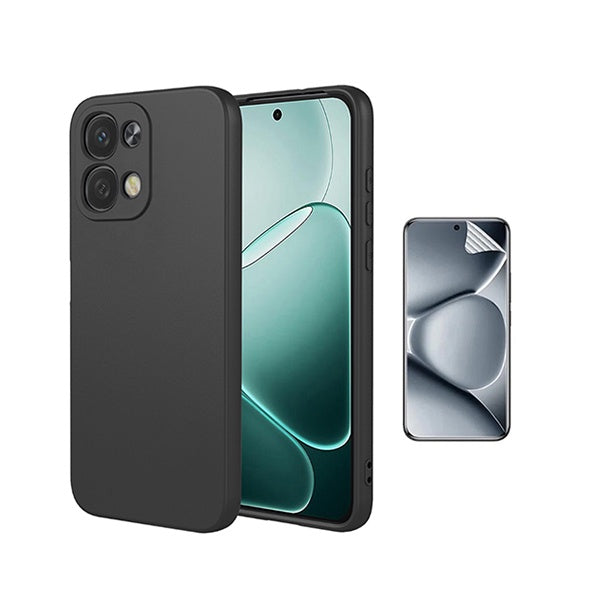 Kit Película Protectora de Hydrogel Frente + Capa Proteção Silicone GIFT4ME Para Oppo A6 Pro 4G - Preto