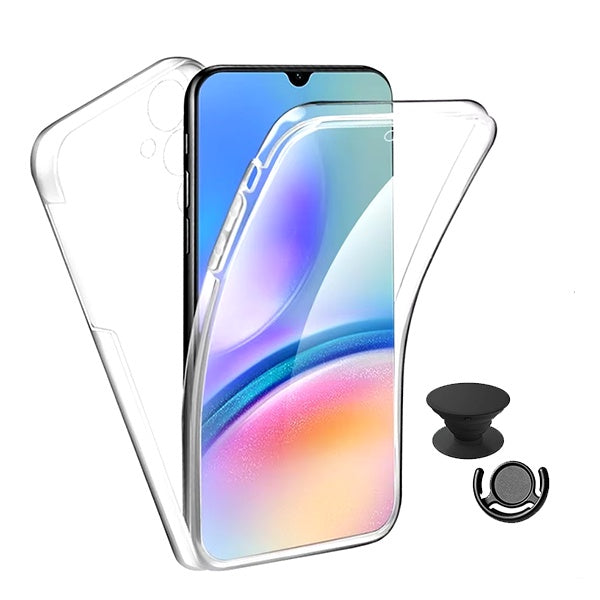 Kit Capa 360° Proteção Frente e Verso + 1 Handholder + 1 Suporte Handholder Preto Gift4Me Para Samsung Galaxy A16 5G - Transparente/Preto