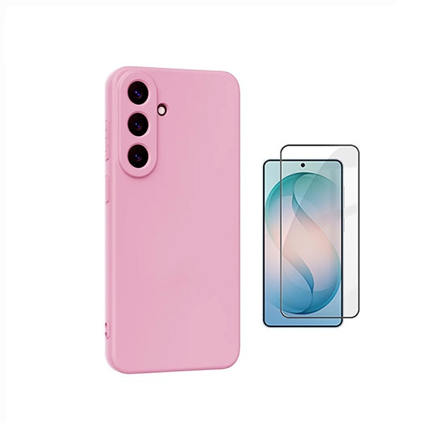 Kit Película de Vidro Temperado Gorilasglass + Capa Proteção Silicone GIFT4ME Para Samsung Galaxy S26 FE - Rosa