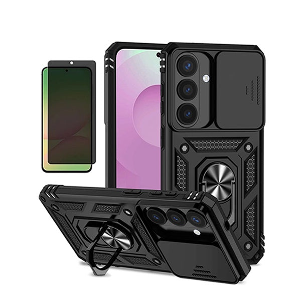 Kit Película de Vidro Temperado Privacidade + Capa de Proteção Militar Magnética Janela GIFT4ME Para Samsung Galaxy S26 - Preto