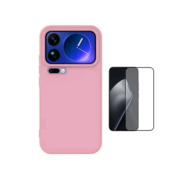 Kit Película de Vidro Temperado Gorilasglass + Capa Proteção Silicone GIFT4ME Para Xiaomi 17 Pro Max 5G - Rosa