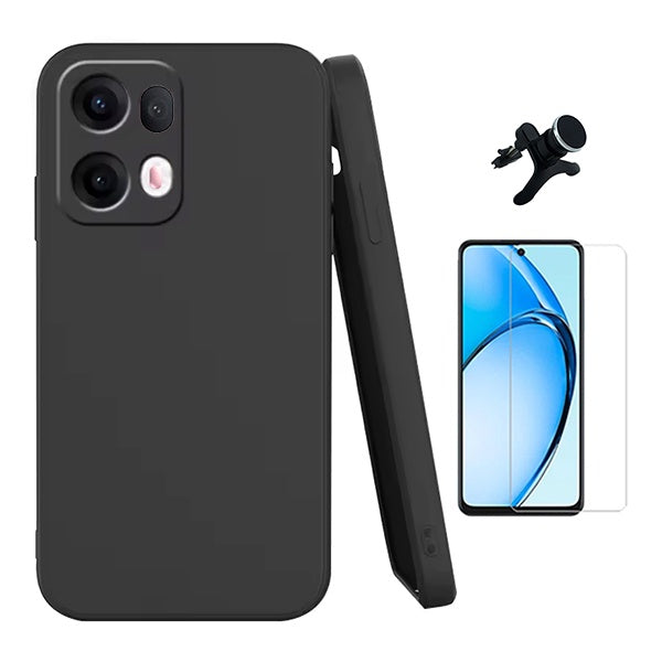 Kit Vidro Temperado Cleargorilasglass + Capa Proteção Silicone + Suporte Reforçado de Carro GIFT4ME Para Oppo Reno13 Pro - Preto
