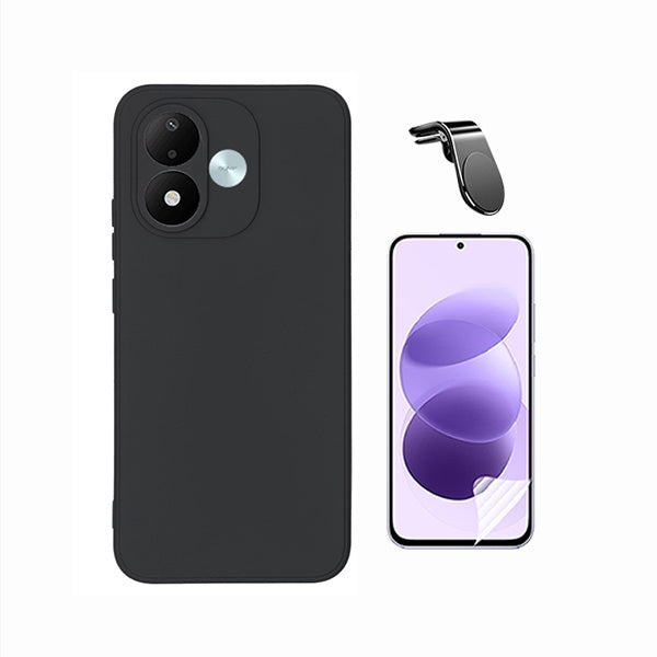 Kit Película Protectora de Hydrogel Frente + Capa Proteção Silicone + Suporte Magnético L GIFT4ME Para Xiaomi Redmi Note 17 4G - Preto