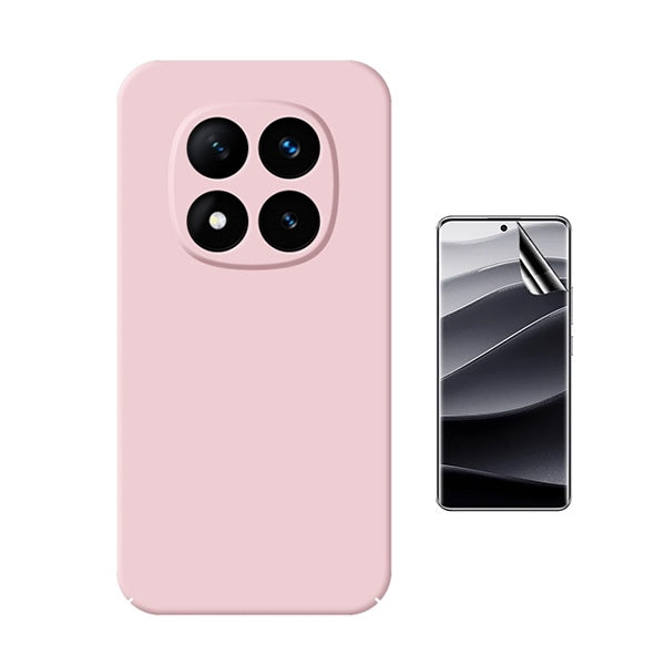 Kit Película Protectora de Hydrogel Frente + Capa Proteção Silicone Gift4Me Para Xiaomi Redmi Note 14 Pro + Plus - Rosa