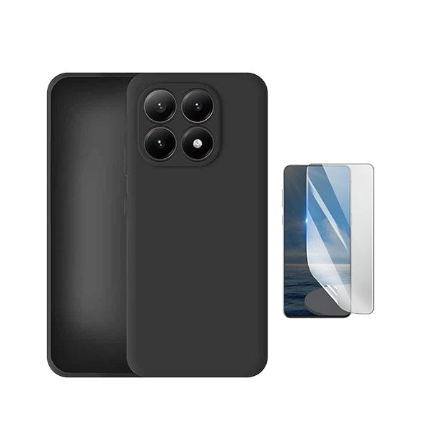 Kit Película Protectora de Hydrogel Frente + Capa Proteção Silicone GIFT4ME Para Xiaomi 17 5G - Preto