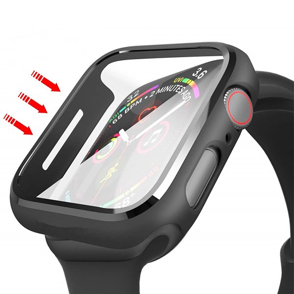 Capa de Proteção + Vidro para Apple Watch SE 3 - 44mm - Preto
