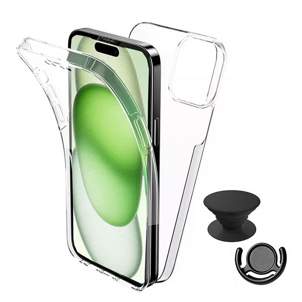 Kit Capa 360° Proteção Frente e Verso + 1 Handholder + 1 Suporte Handholder Preto Gift4Me Para Apple iPhone 16 Pro Max - Preto