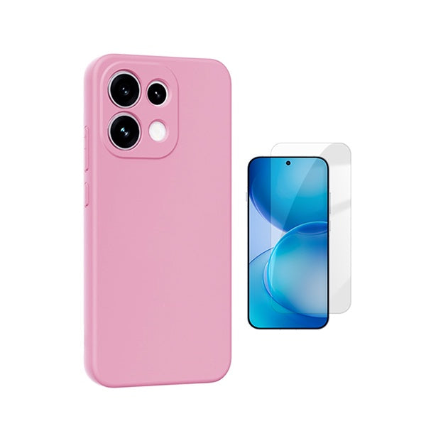 Kit Vidro Temperado Cleargorilasglass + Capa Proteção Silicone GIFT4ME Para Oppo Reno16 F 5G - Rosa