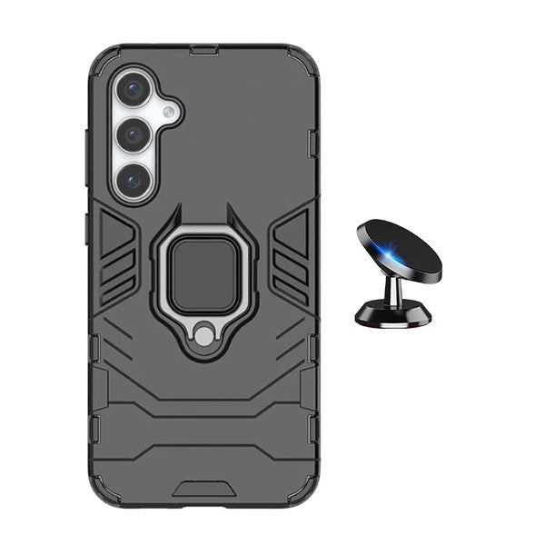 Kit Suporte Magnético + Capa de Proteção Militar Magnética Gift4Me Para Samsung Galaxy S24 FE - Preto