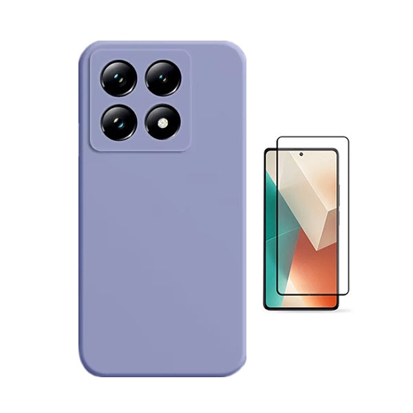 Kit Película de Vidro Temperado Gorilasglass + Capa Proteção Silicone Gift4Me Para Xiaomi 14T - Roxo