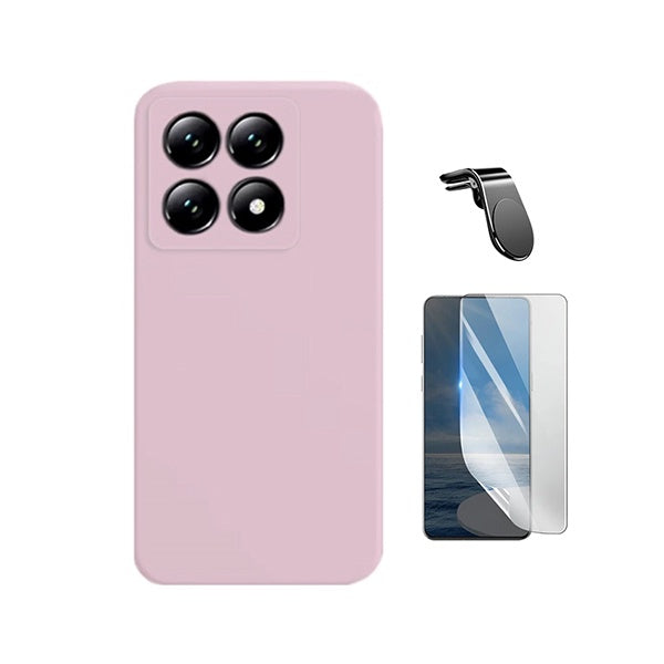 Kit Película Protectora de Hydrogel Frente + Capa Proteção Silicone + Suporte Magnético L GIFT4ME Para Xiaomi 15T 5G - Rosa