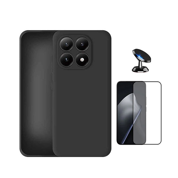 Kit Película de Vidro Temperado Gorilasglass + Capa Proteção Silicone + Suporte Magnético GIFT4ME Para Xiaomi 17 5G - Preto
