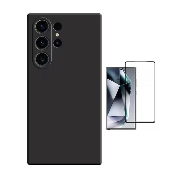 Kit Película de Vidro Temperado Gorilasglass + Capa Proteção Silicone Gift4Me Para Samsung Galaxy S25 Ultra - Preto