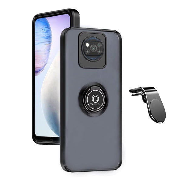 Kit Capa Anti-Impacto Clear com Anel + Suporte Magnético L GIFT4ME Para Xiaomi Poco X3 - Transparente/Preto