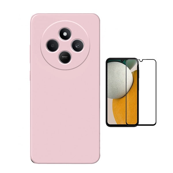 Kit Película de Vidro Temperado Gorilasglass + Capa Proteção Silicone Gift4Me Para Xiaomi Redmi A4 - Rosa