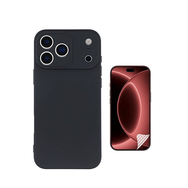 Kit Película Protectora de Hydrogel Frente + Capa Proteção Silicone GIFT4ME Para Apple iPhone 18 Pro - Preto