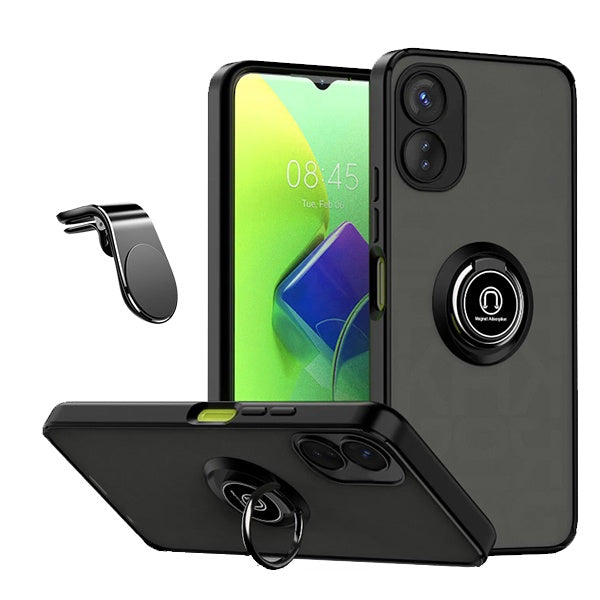 Kit Capa Anti-Impacto Clear com Anel + Suporte Magnético L GIFT4ME Para Oppo A17 - Transparente/Preto