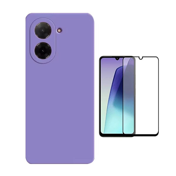 Kit Película de Vidro Temperado Gorilasglass + Capa Proteção Silicone GIFT4ME Para Xiaomi Redmi A5 4G - Roxo