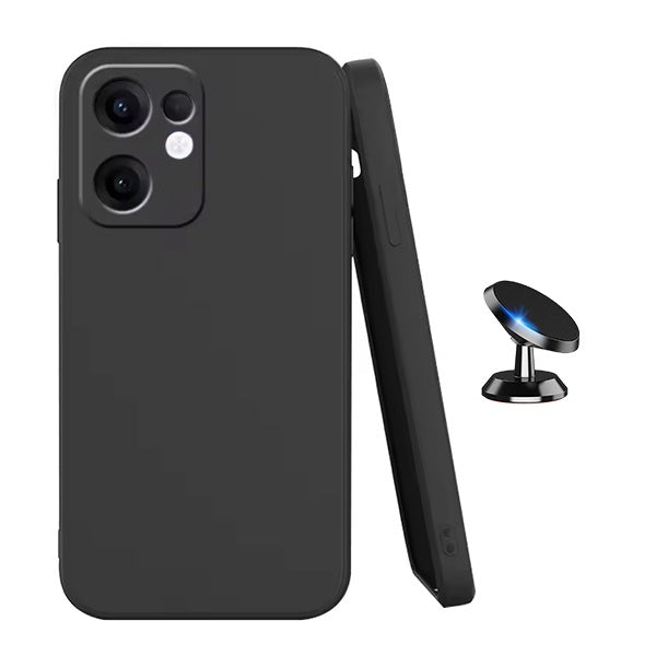 Kit Suporte Magnético + Capa Proteção Silicone GIFT4ME Para Oppo Reno13 F - Preto