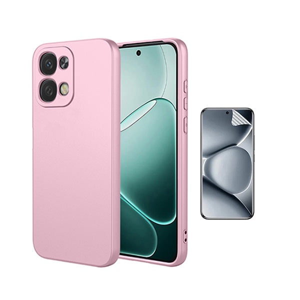 Kit Película Protectora de Hydrogel Frente + Capa Proteção Silicone GIFT4ME Para Oppo A6 Pro 4G - Rosa