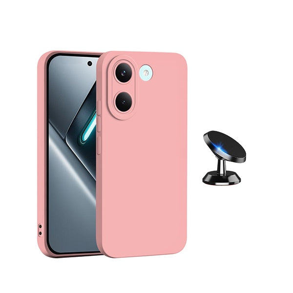 Kit Suporte Magnético + Capa Proteção Silicone GIFT4ME Para Xiaomi Poco X8 Pro - Rosa