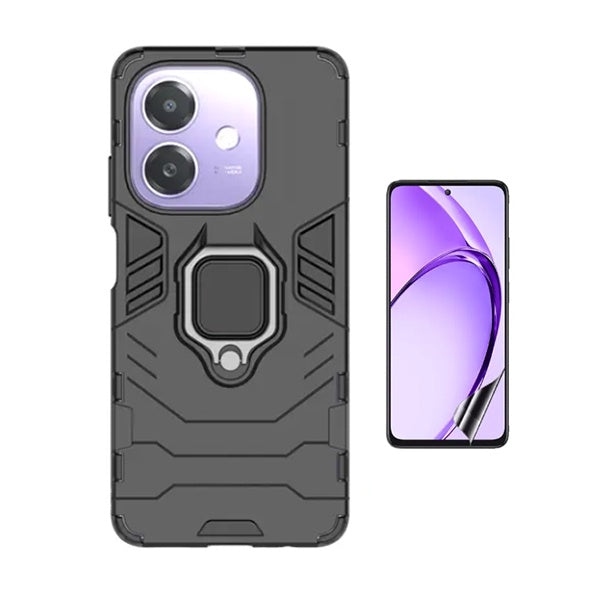 Kit Película Protectora de Hydrogel Frente + Capa de Proteção Militar Magnética GIFT4ME Para Oppo A3 4G - Preto