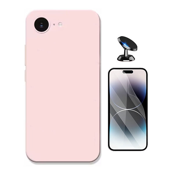 Kit Película Protectora de Hydrogel Frente + Capa Proteção Silicone + Suporte Magnético GIFT4ME Para Apple iPhone 17e - Rosa