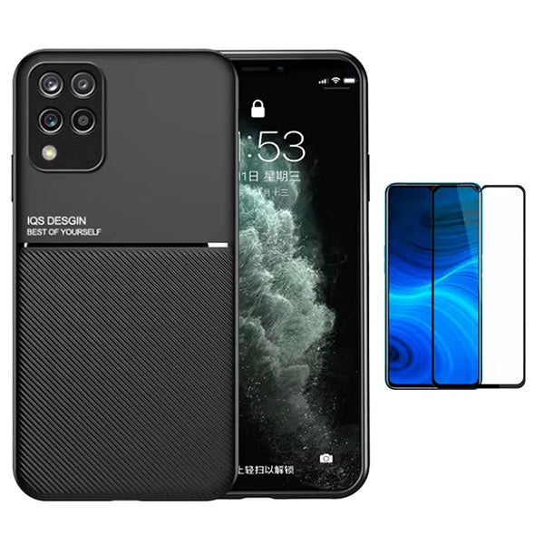 Kit Capa Traseira Magnética Anti Choque + Película de Vidro Temperado Gorilasglass GIFT4ME Para Samsung M33 5G - Preto