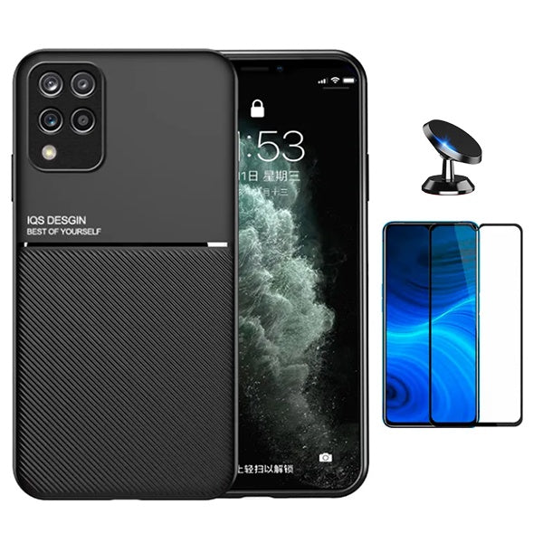 Kit Capa Traseira Magnética Anti Choque + Película de Vidro Temperado Gorilasglass + GIFT4ME Para Samsung M33 5G - Preto