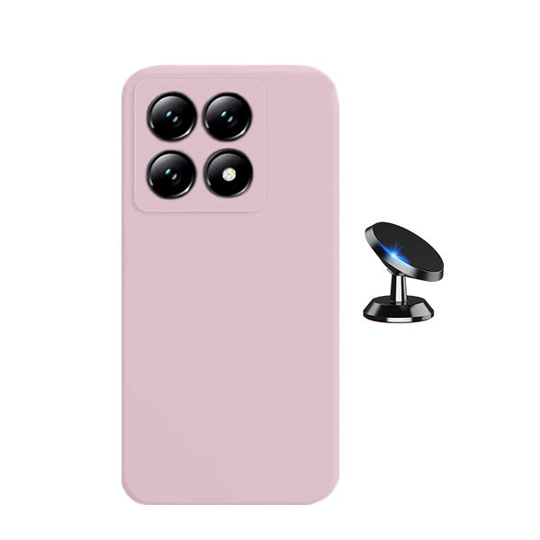 Kit Suporte Magnético + Capa Proteção Silicone Gift4Me Para Xiaomi 14T Pro - Rosa